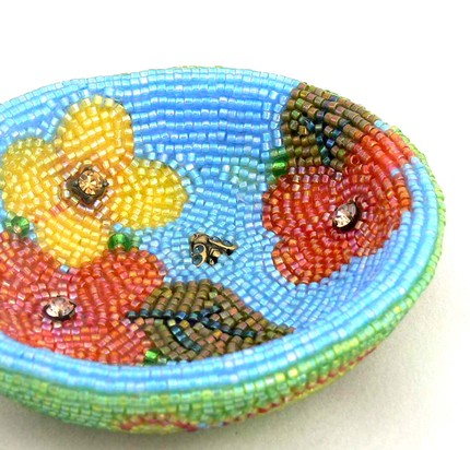 beaded bee bowl beaded bee bowl with flowers