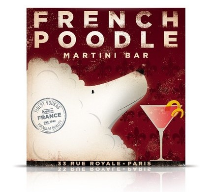 geministudio French Poodle Martini Bar Original graphic artwork collage on canvas
