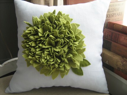 green hydrangea bloom pillow
