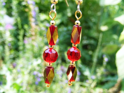 Harlequin Garnet Crystal Earrings