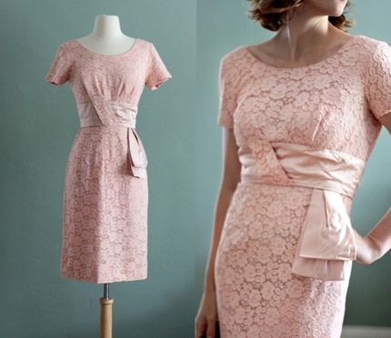 flourclothing 50s S Powder Pink formal Cocktail DRESS by flourclothing