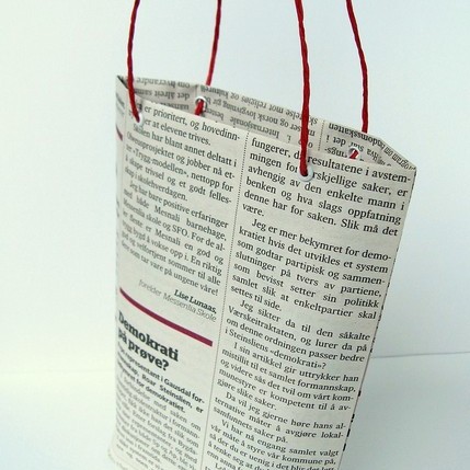 norway newspaper upcycled gift bag