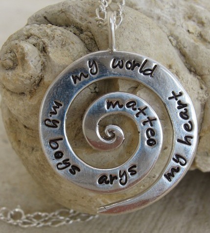 HillCountryCharm Stunning Large Silver Spiral Charm of Names