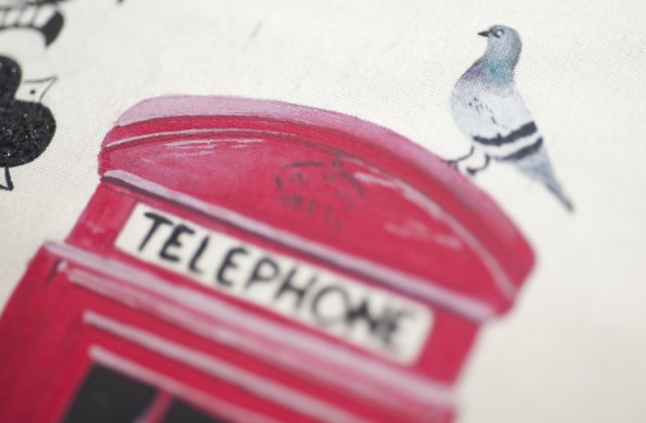 London Town Pillows by Diane Goode pigion and a phone box