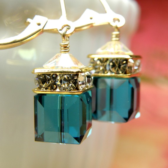lagoon blue earrings fine heart
