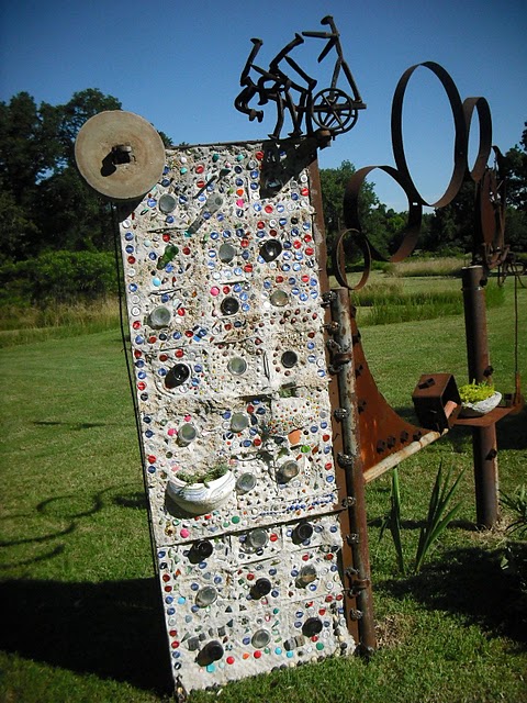 upcycled yard art