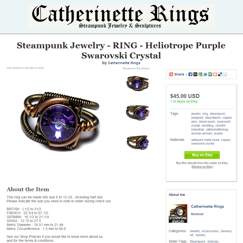 CatherinetteRings Handmade Spark MySpark Minisite Product Page CatherinetteRings Handmade Spark MySpark Minisite Product Page